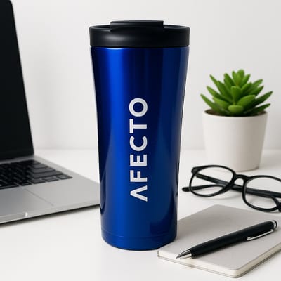 Afecto Premium Koffiebeker To Go – blauw – 500 ml – Dubbelwandige RVS Thermosbeker voor Warm en Koud Drankgebruik