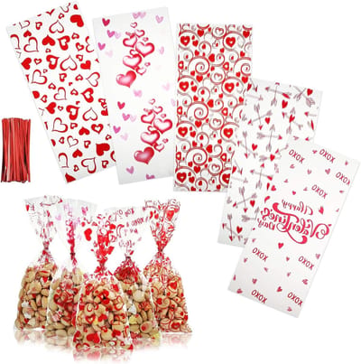 Verpakking van 100 Transparante Cellofaan Tassen voor Cadeaus, Snoep en Bruiloften - Perfect voor Valentijnsdag, Feestjes en Decoratie