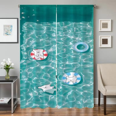 Huisinterieur Keukengordijnen voor Woonkamer 2 Stuks Verduisterende Gordijnen Deurgordijn Maltees Hond Afscheiding Slaapkamerdecoratie W50xH70cmx2pcs-CL blue