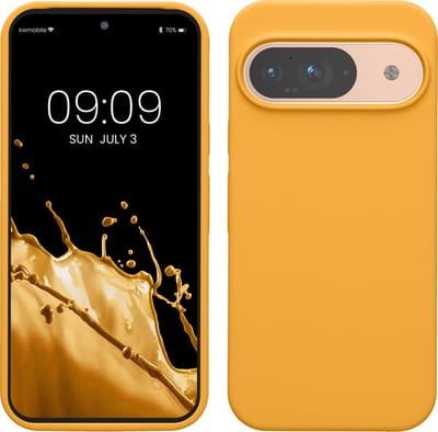 kwmobile hoesje geschikt voor Google Pixel 9 / Pixel 9 Pro case - Siliconen telefoonhoesje - Telefoon beschermhoes - Smartphone cover in mango