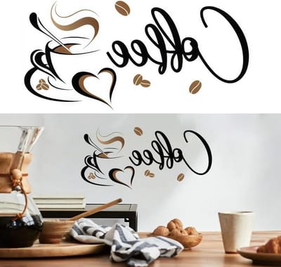 Muurstickers voor Koffiekopjes, Zelfklevende Wanddecoratie voor Keuken en Restaurant, Creatieve Art Stickers voor Bar en Eetruimtes