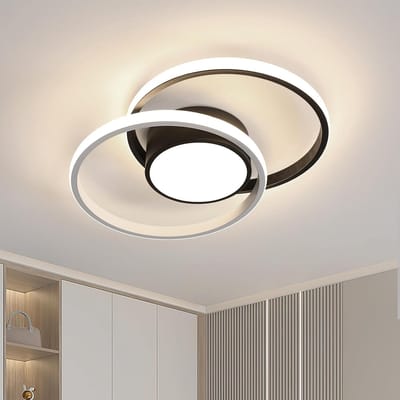 Dubbele cirkel LED plafondlamp, wit/zwart aluminium - 42W neutraal licht 4500K - moderne en krachtige verlichting