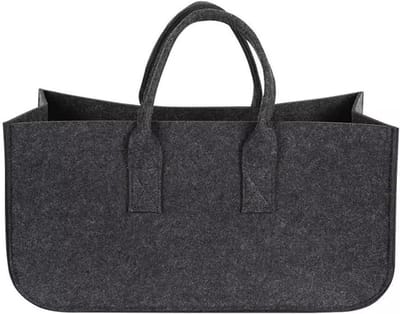 Vilt Hout Tas - Houtmand - Haardhout Opslag - Stevig Vilt Materiaal - 25x25x50cm - Donkergrijs