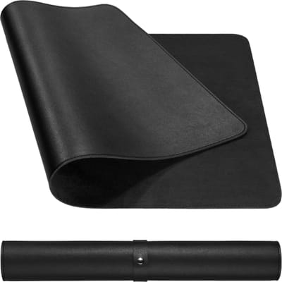 QUVIO Bureau onderlegger - Bureau organizer - Bureau accessoires - PU Leer - Kunstleer - 90 x 40 cm - Zwart