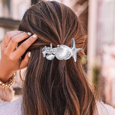 Dailygoods - Grote zeester haarspelden zilver zeester schelp haarspeld metaal zeester haarspelden zomer strand schelp schelp haaraccessoires voor vrouwen hoofdtooi