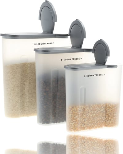Voorraadpotten 3-Delig - Strooibus Wit Luchtdicht -Strooi Granen- Pot Vershouddoos - voorraadkast -4L -2.4L- 1.3L
