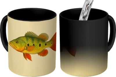 Magische Mok - Foto op Warmte Mokken - Koffiemok - Schubben - Vis - Groen - Illustratie - Magic Mok - Beker - 350 ML - Theemok