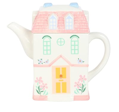 Something Different Pastelkleurige Theepot English House-shaped – Keramiek – 1,3 L – Home Sweet Home Collectie