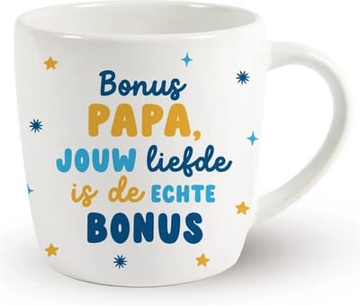 Mok “Bonus Papa, jouw liefde is de echte bonus” - Origineel Cadeau - Cadeau Mok - Vader - Papa - Vaderdag