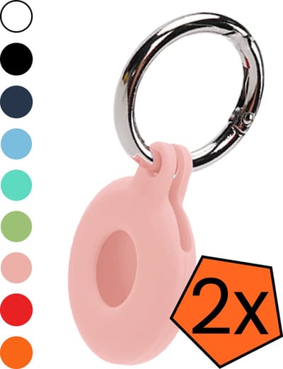 Hoesje Geschikt voor Apple AirTag 2e generatie Sleutelhanger Hoes Siliconen Hoesje - Siliconen Hoesje Geschikt voor Apple AirTag 2 - Sleutelhanger Hoesje - Lichtroze - 2 PACK