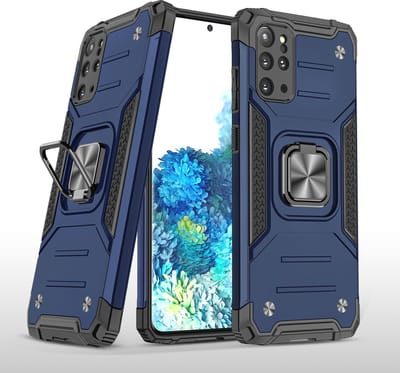 Hoesje Geschikt Voor Samsung Galaxy S20 Plus Hoesje - Heavy Duty Armor hoesje Blauw - Galaxy S20 Plus silicone TPU hybride hoesje Kickstand ringhouder met Magnetisch Auto Mount