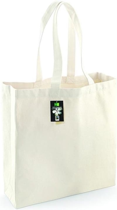 Westford Mill Fairtrade Cotton Classic Shopper WM623 - Natural - 39 x 41 x 14 cm