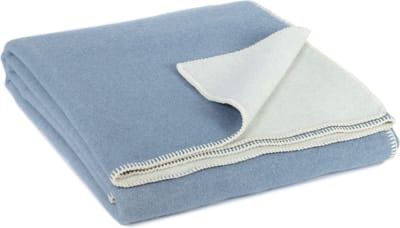 Most - Omkeerbare wollen bed deken Blue Fog - 200 x 220 cm - blauw-wit
