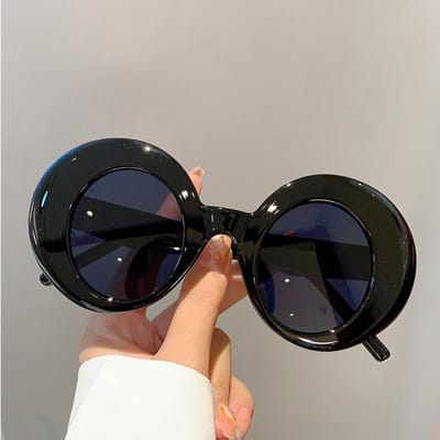 Y2K Oversized Luxe Design Ronde Zonnebril Bril Dames Voor Mannen Trend Zonnebril Punk Tweekleurige Glazen Klassieke Ovalen Bril