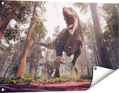 Gards Tuinposter Tyrannosaurus Rex Dinosaurus - T-Rex - 90x60 cm - Tuindoek - Tuindecoratie - Wanddecoratie buiten - Tuinschilderij