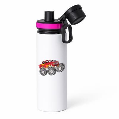 Hacebo® - Monstertruck waterfles met draaidop roze - Auto - Autoliefhebbers - Autosport - motorsport - water fles - 850ML