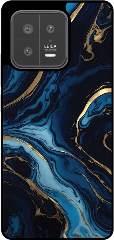 Smartphonica Telefoonhoesje Geschikt voor Xiaomi 13 met marmer opdruk - TPU backcover case gold blue marble design - Goud Blauw geschikt voor Xiaomi 13