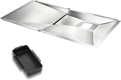 Universele vetopvangkom met dienblad, verstelbare vetpan voor gasgrills, geschikt voor 3/4/5 branders, ideaal voor barbecueën en vetverzameling (60-80 cm x 38,5 cm)