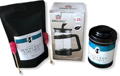 Madame Chai - Groene thee pakket - Sencha wild  Earl grey pakket - met blik - met een theepress - luxe pakket- theepakket - thee cadeau - leuke cadeau