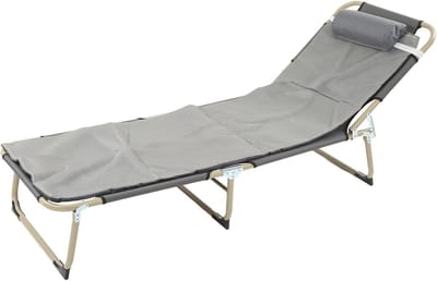 Vouwbed Eenpersoons - Kampeerbed Klapbed - Ontspanning Buiten - Stalen Frame - 66 x 57 x 13 cm - Grijs