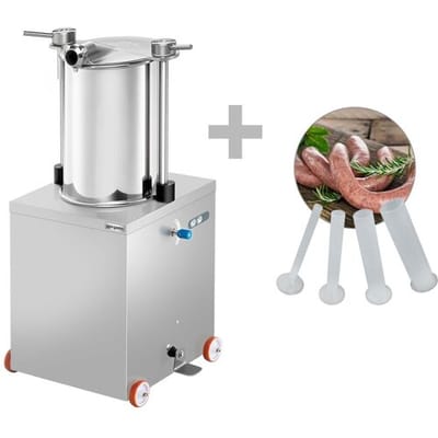 GGM Gastro Hydraulischer Wurstfüller - 50 Liter - 560 Watt - Edelstahl - inkl. 4 Füllrohre
