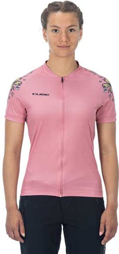Cube Atx Cmpt Korte Mouw Wielertrui Roze L Vrouw