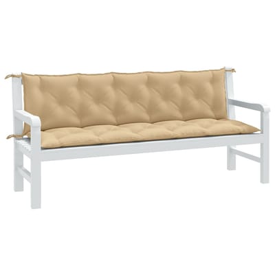 vidaXL - Tuinbankkussens - 2 - st - 180x50x7 - cm - stof - gemêleerd - beige