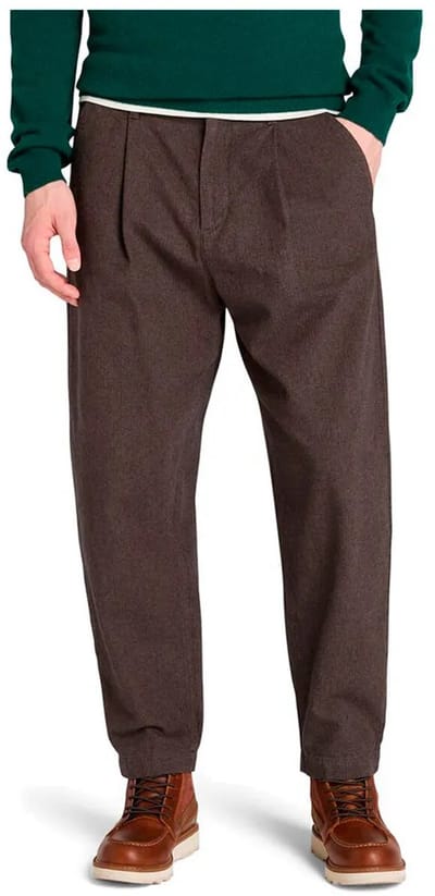 Timberland Claremont Herringbone Pleated Chino Broek Bruin 32 Man