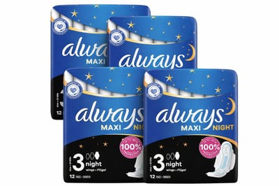 Always 4-pack Maxi Night Met Vleugels – Voordeelverpakking – 48 stuks