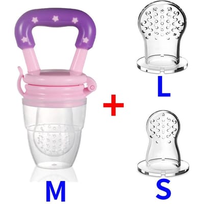 3 Sacs en Maille de Silicone Alimentateur de Fruits pour Bébé avec Anneau Facile à Tenir Cuillère d'Alimentation