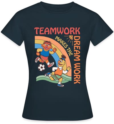 Sesamstraat Ernie En Bert Teamwork T-Shirt Dames