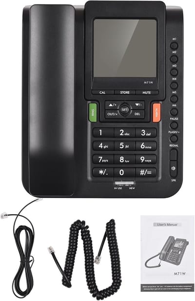 Vaste Bureautelefoon - Telefoon met Draad - Thuisgebruik - Groot LCD-scherm - 22 x 21 x 8 cm - Zwart