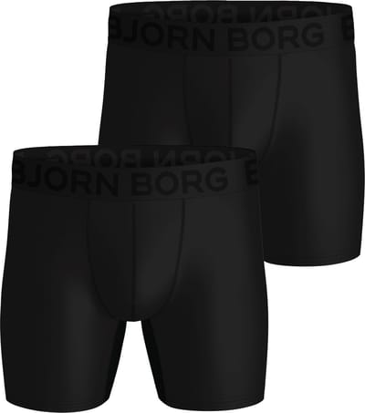 Björn Borg Sports Lightweight Boxers - microfiber heren boxers lange pijpen (2-pack) - zwart - zwart