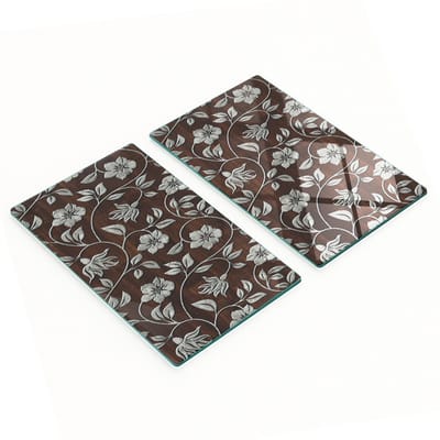 Multifunctionele decoratieve glazen keukenplanken met bloemenpatroon, 2x30x52 cm