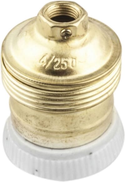 FITTING FITTIN E27 - MESSING / PORCELEIN - KLASSIEK MODEL - LAMPHOUDER VOOR HANGLAMPEN