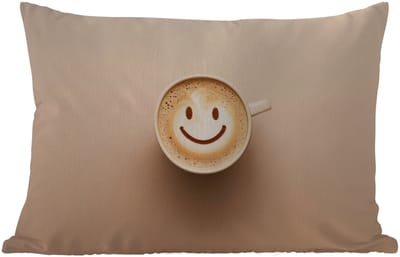 Buitenkussens - Koffie - Melkschuim - Lach - Beige - 60x40 cm - Weerbestendig