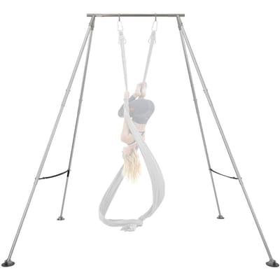 Yoga Standframe, Max. 140,6 kg Belasting Schommelstandaard, Driehoekige Structuur Pull-up Stands, Lucht Zijde Stands met In hoogte Verstelbaar & Aluminium Frame Poten,