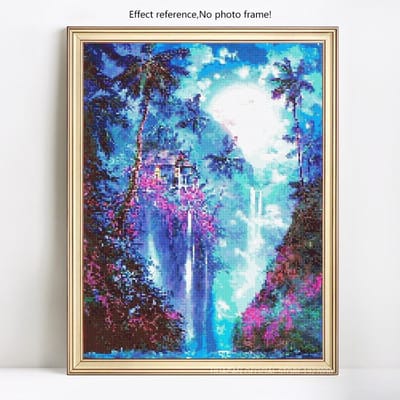 5D Diamant Schilderij Schilderachtig Volledige Ronde Nacht Strass Foto Borduren Verkoop Diamant 20X30 blue