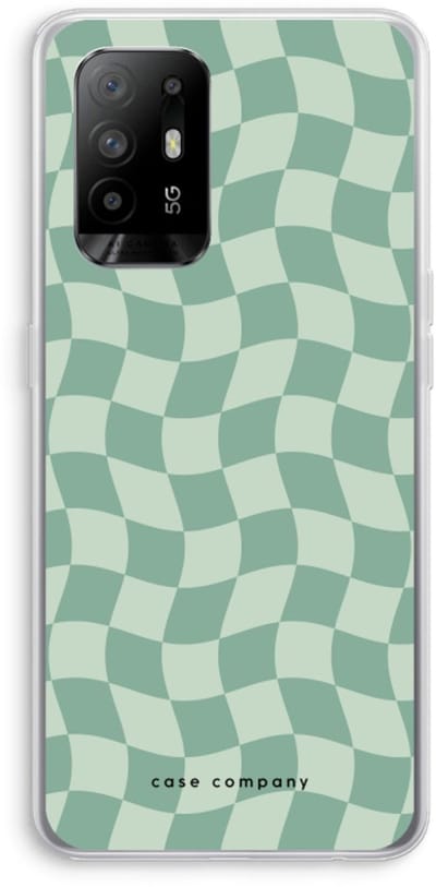 Case Company® - Hoesje geschikt voor Oppo A94 5G hoesje - Grid Groen - Soft Cover Telefoonhoesje - Bescherming aan alle Kanten en Schermrand