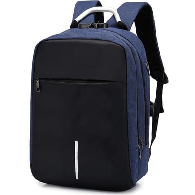 Herentas Wachtwoordslot Antidiefstalrugzak USB-oplaadcomputertas Business Casual rugzak One size blauw