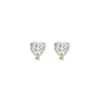 New Bling 9NBG-0211 Gouden Oorknopjes - Dames - Zirkonia - Hartje - 4 mm - 14 Karaat - Goud