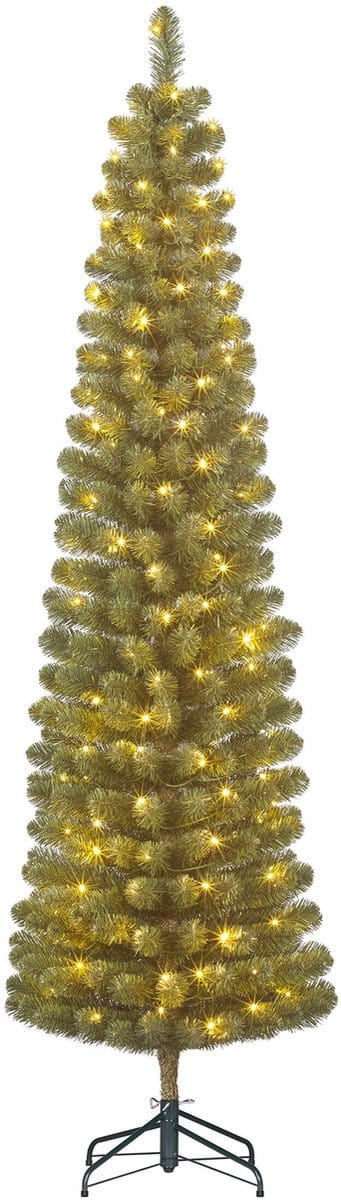 Black Box Trees Charlton Slanke Boom - Kerstboom met Timer en Dimmer - Kerstversiering voor Binnen - Kunstboom Pilaarmodel met Scharnierconstructie - H185 x Ø53 cm - Groen