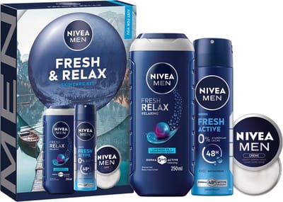 NIVEA MEN Fresh & Relax Geschenkset Mannen - Cadeauset met Douchegel, Deo en Crème - Verjaardag Man - Cadeau