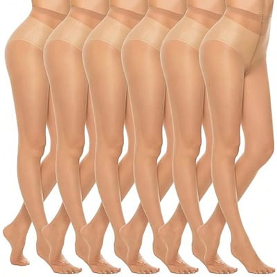 6 Paar Dames Doorzichtige Corrigerende Panty's Verkrijgbaar in 2 Kleuren Hoge Taille Panty's M brown