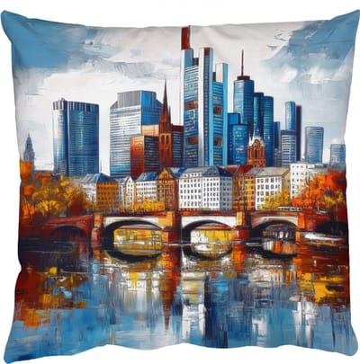 Sierkussens - Kussentjes Woonkamer - 50x50 cm - Bomen Frankfurt- Stad - Skyline - Brug