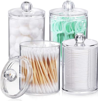 Transparante organizer voor wattenstaafjes en wattenschijfjes - Opbergdoos voor badkamer en cosmetica