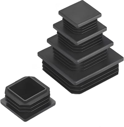 Buiseindkappen 25 x 25 mm - 4 Stuks - Kunststof Eindkappen voor Meubels - Zwart - Vierkante Buisinzetpluggen