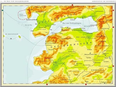 Gelijkenissen - Poster - Kaart uit de Atlas van het Bijbelse Continent - Jean Klare -  30 x 40 cm