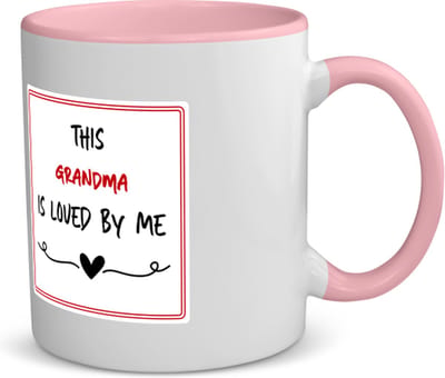 Akyol - this grandma is loved by me koffiemok - theemok - roze - Oma - iemand die houdt van zijn oma - verjaardag - cadeautje voor oma - oma artikelen - kado - geschenk - 350 ML inhoud