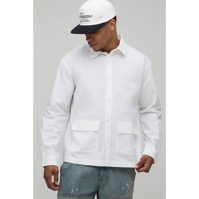 Oversized Poplin Overhemd Met Lage Zak | White | Size XS